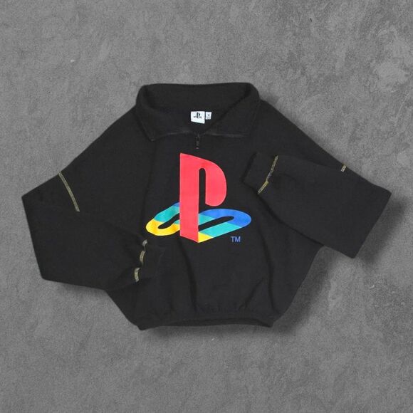 Cropped PlayStation Pullover Sweatshirt Retro Gaming Women's Medium - Picture 1 of 6